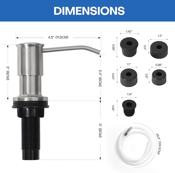 Soap Dispenser for Kitchen Sink, Brushed Nickel Built in Soap Dispensers - Image 3