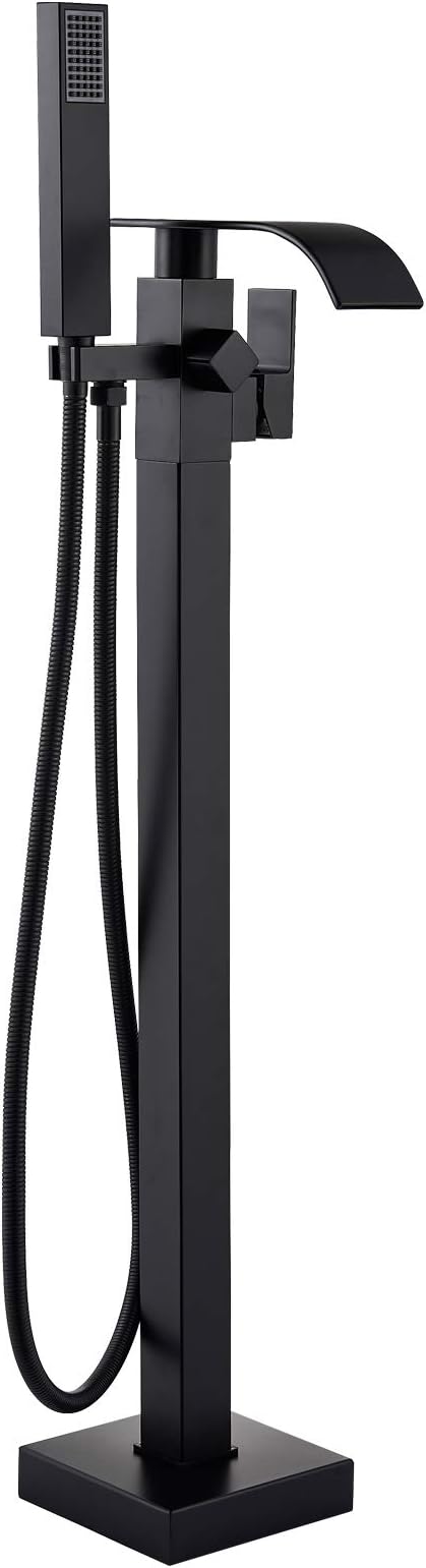Senlesen Matte Black Free Standing Tub Faucet Floor Mounted Tub Filler Faucet by Senlesen