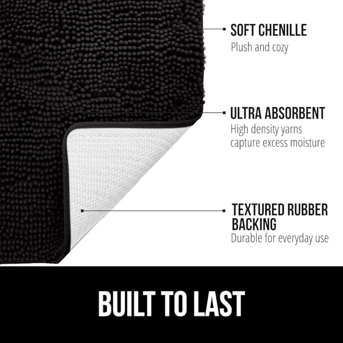 GORILLA GRIP Bath Rug Mat 48x17, Thick Soft Absorbent Chenille, Quick Dry - Image 2
