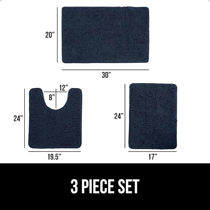 GORILLA GRIP Bathroom Rug Sets 3 Piece, Bath Mat Set and Oval Toilet Base - Image 2