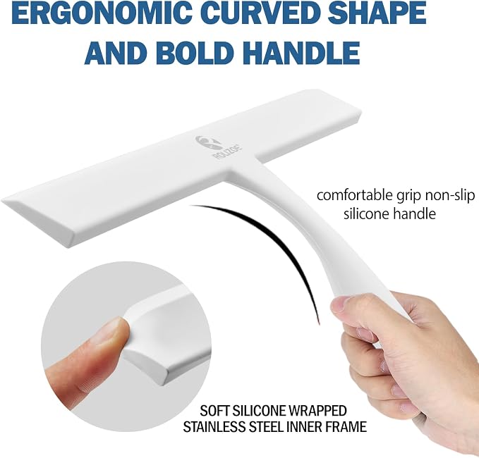 Shower Squeegee for Glass Doors, 11 Inch Ergonomics Anti-Rust Silicone Squeegee - Image 2