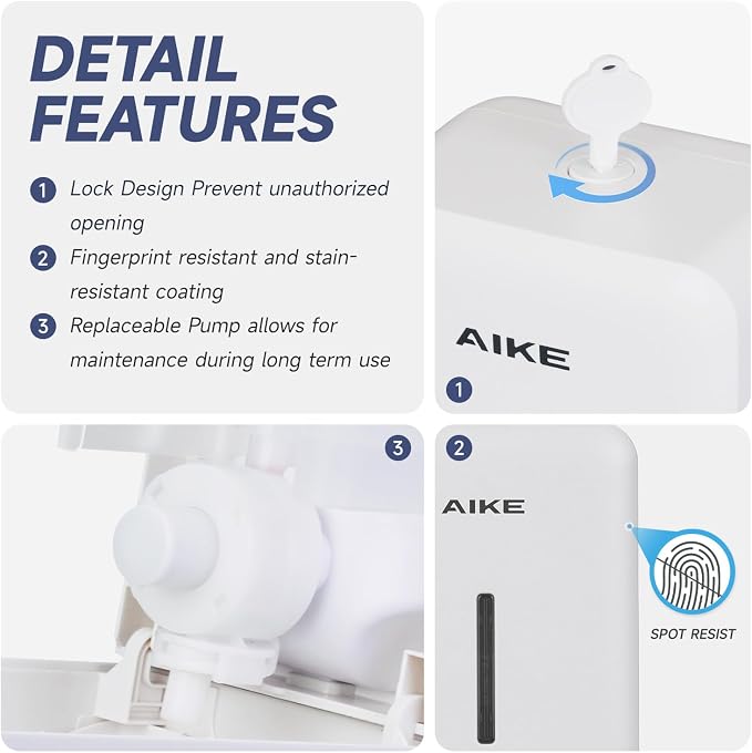AIKE Wall Mount Liquid Soap Dispenser - Image 6