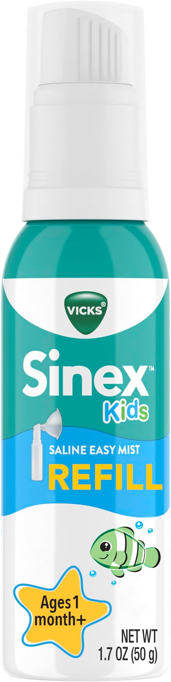 Vicks Sinex Kids Saline Easy Mist Refill, Drug Free Saline, Ages 1 Month+ by Vicks