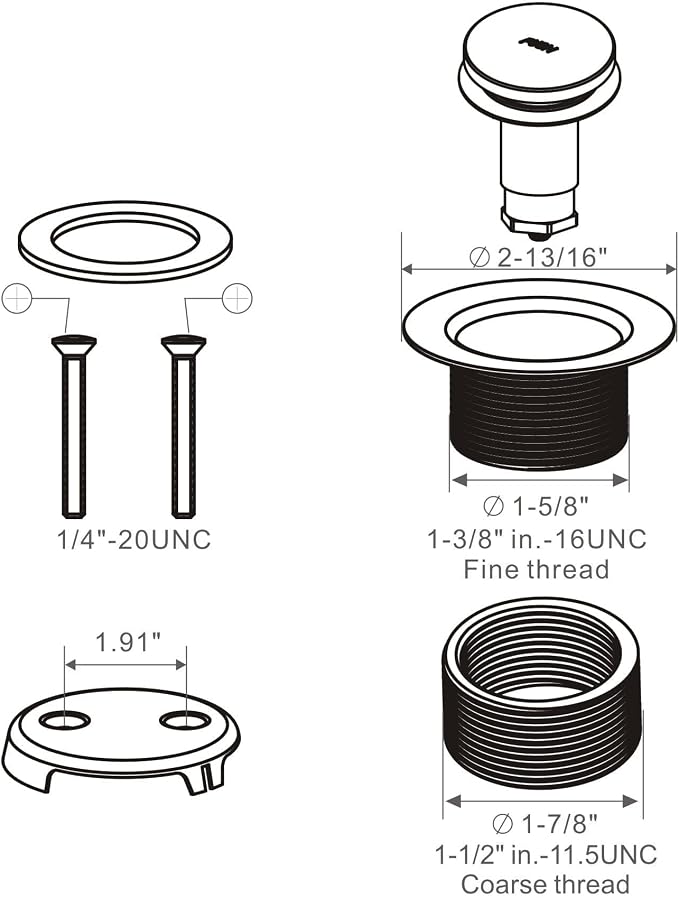 Tip Toe Bathtub Tub Drain Conversion Kit Assembly, Wellup Tub Drain Trim Kit - Image 6