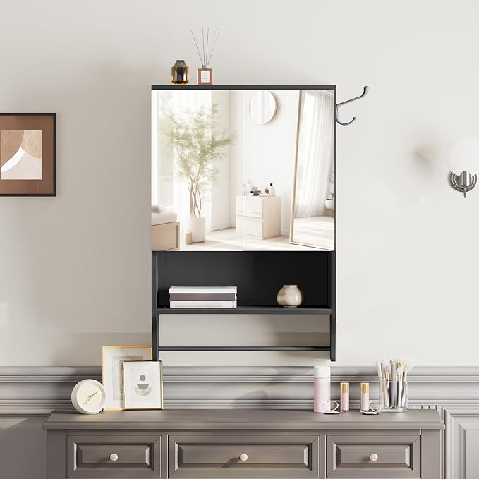 Bathroom Wall Cabinet with Mirror, Medicine Cabinet with 2 Door and Adjustable - Image 9