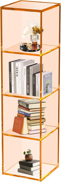 42.5" Acrylic Bookcase, 4-Tier Floor Standing Clear Acrylic Bookshelf, Sturdy by Vakiorn