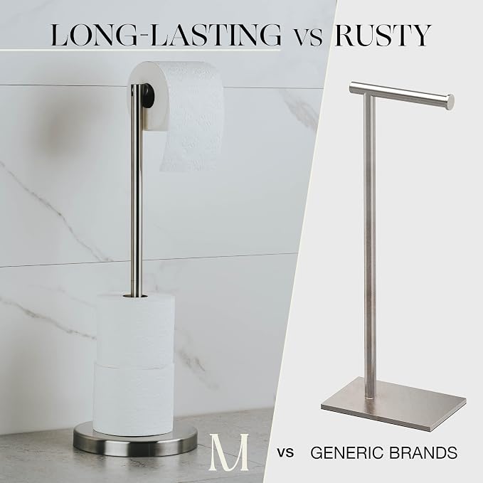 Marmolux Acc - Free Standing Toilet Paper Holder Stand Brushed Steel Finish 1pc - Image 8