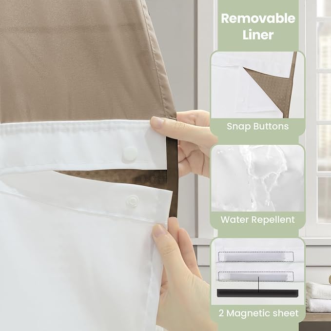 Inhousolu Extra Long No Hook Shower Curtain - Image 5