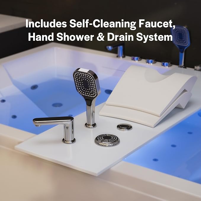 Empava PRO Series 71"x51" Jetted Bathtub, Alcove Spa Tub | 16 Hydro + 24 Air - Image 10
