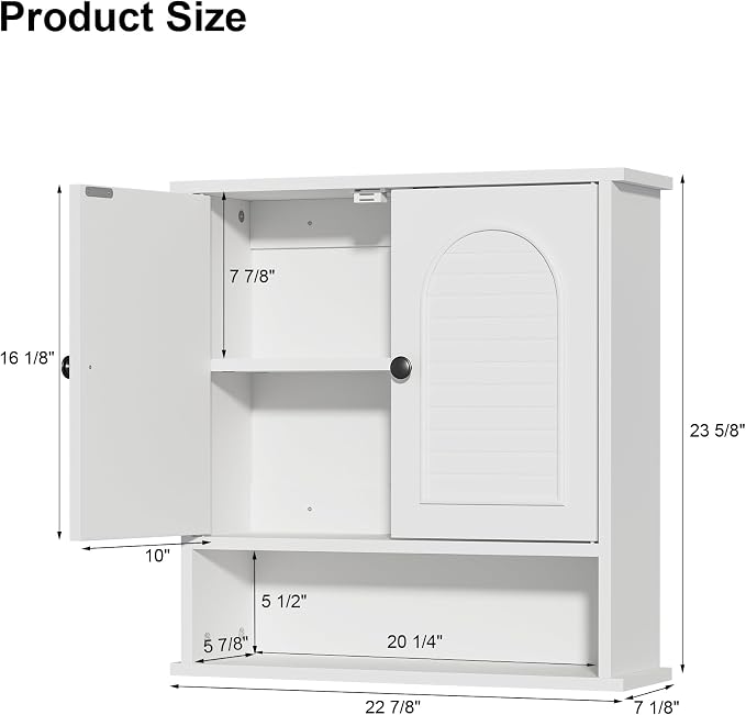 Medicine Cabinet for Bathroom, 2 Doors White Bathroom Wall Cabinet - Image 2
