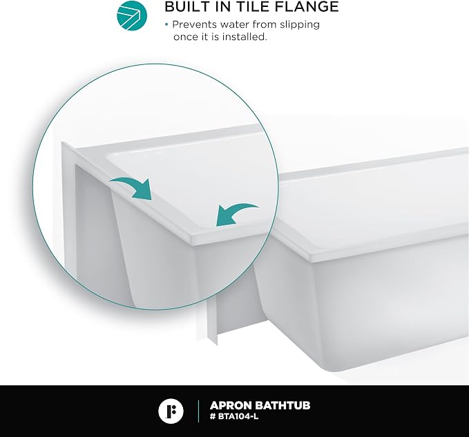 Fine Fixtures Acrylic, Fiberglass Alcove Soaking Bathtub - Image 6