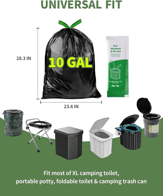 Camping Toilet Bags Poo Gel Set, 10 Gallon Composting Toilet - Image 4