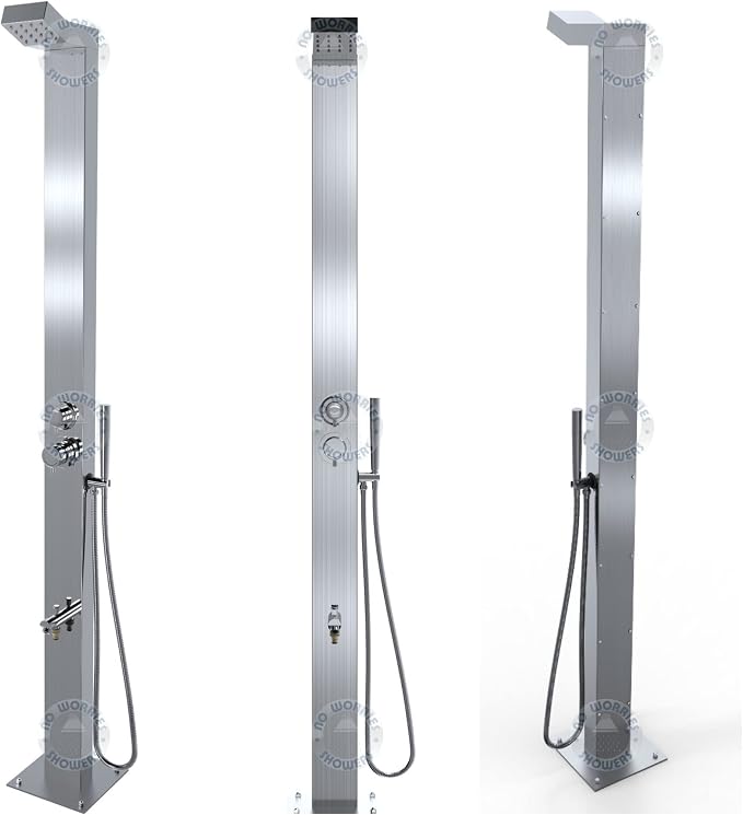 Bondi Silver ADA 316 Marine Grade Stainless Steel Outdoor Shower Panel-No Rust! - Image 4