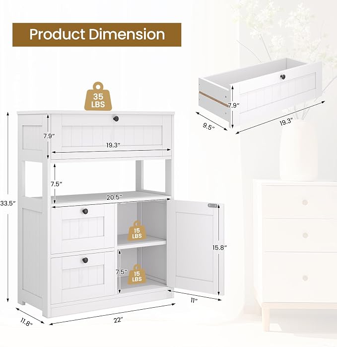 Bathroom Cabinet, Modern Bathroom Floor Storage Cabinet Organizer - Image 3