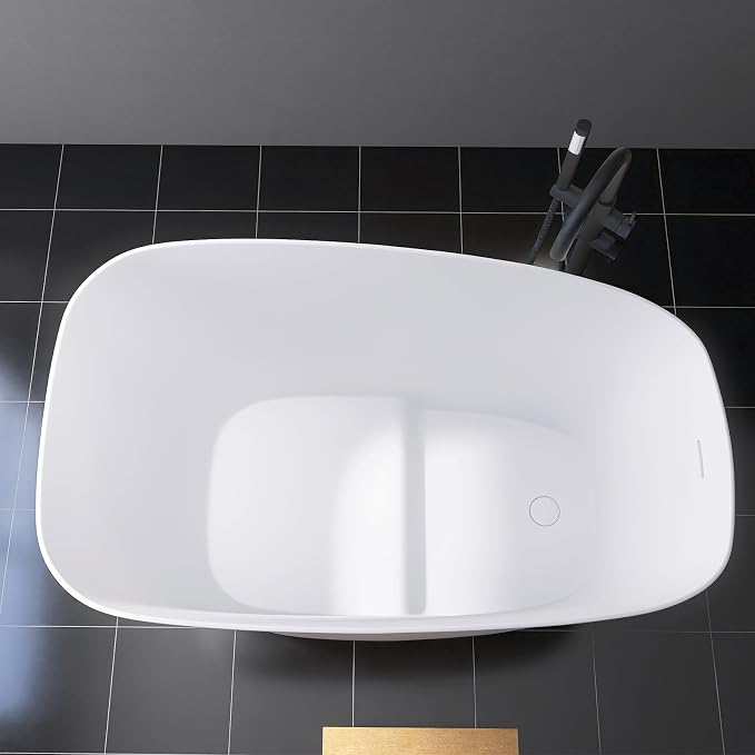 51'' Japanese Soaking Tub Freestanding Bathtub Resin Stone Bathtubs Deep - Image 3