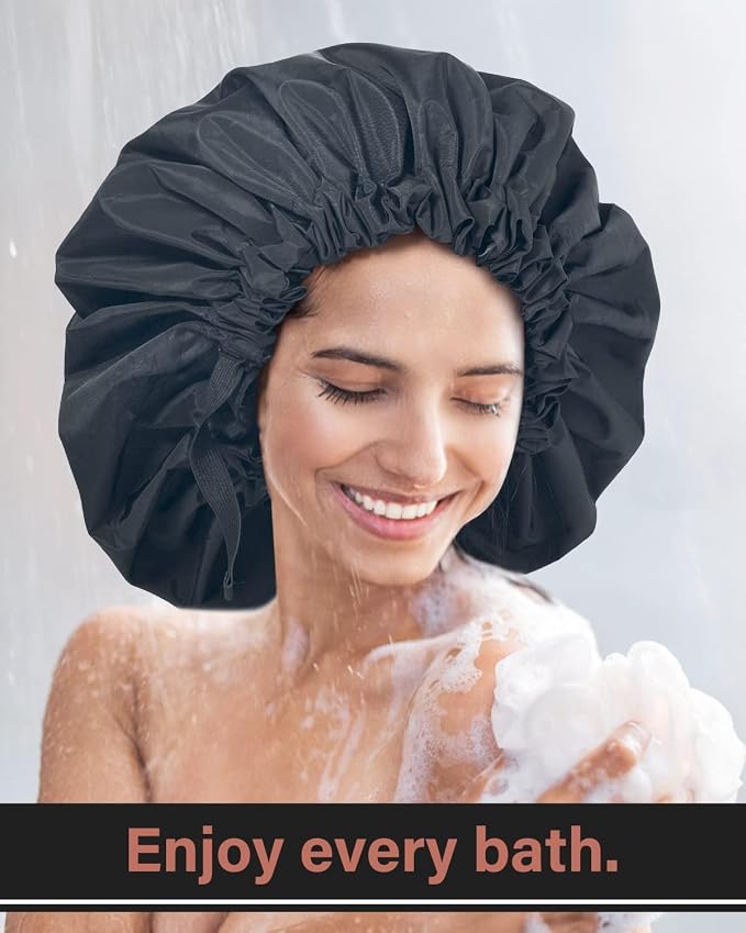 Aquior Shower Cap for Women, Extra Adjustable Shower Caps for Women - Image 7