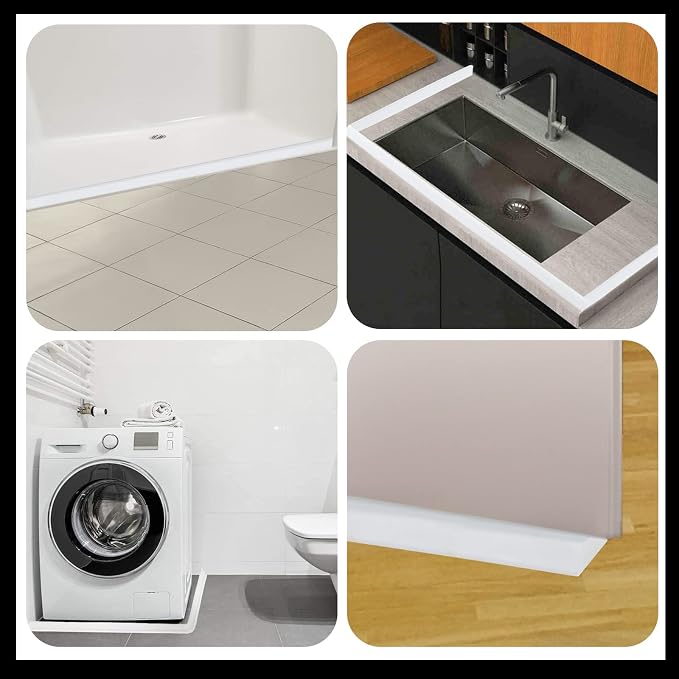 Raycity Collapsible Shower Threshold Water Dam Barrier, Shower Door and Kitchen - Image 8