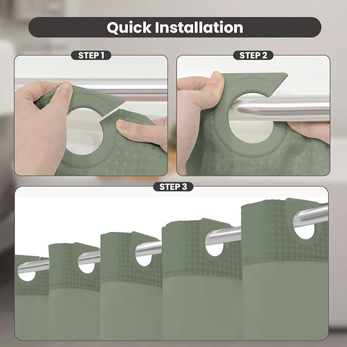 Inhousolu Long No Hook Shower Curtain - Image 3