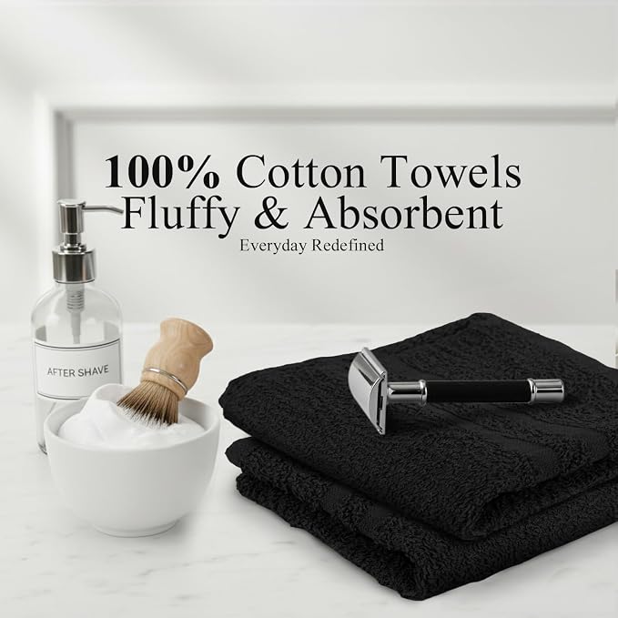 24 Pack Black Hand Towels 100% Cotton Spa Towels 16x27 inches Highly Absorbable - Image 5