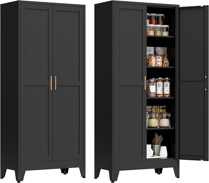 71” Tall Pantry Storage Cabinet, Kitchen Cabinets, Metal Cupboard by Unknown