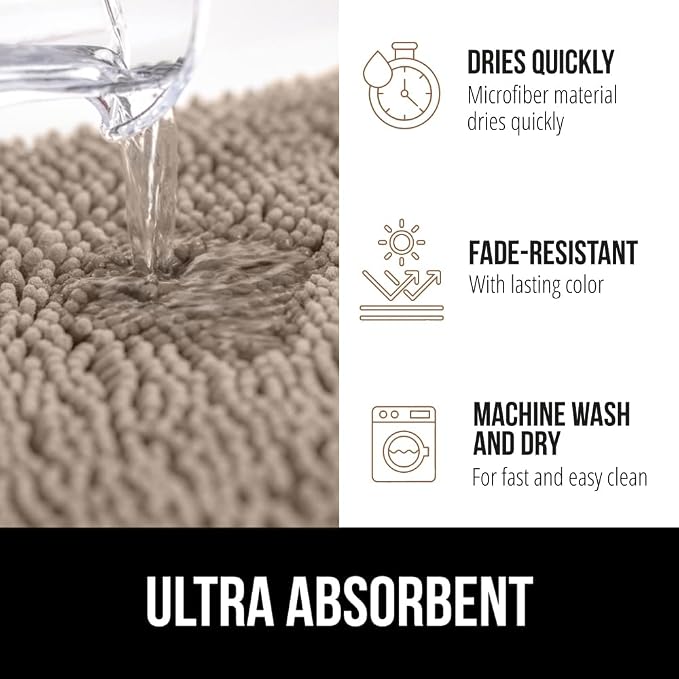 GORILLA GRIP Bath Rug Mat 36x24, Thick Absorbent Chenille, Quick Dry Microfiber - Image 4
