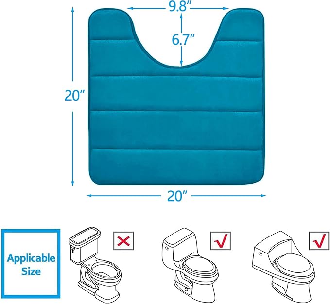 Buganda Memory Foam U-Shaped Contour Toilet Rugs, Non Slip Absorbent, Thick - Image 2
