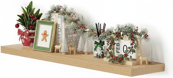 Vivelove Single Floating Shelves Oak 48 Inches, 48 x 10 inch Deep x 1.8 in Thick by VIVELOVE