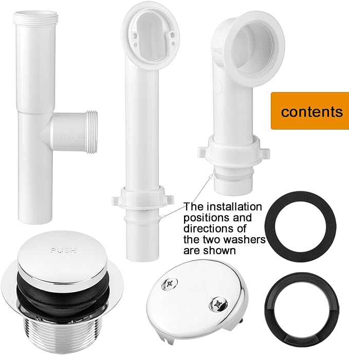 Yariwiz 1-1/2" Polished Chrome Bathtub Tub Drain Kit Bath Waste Overflow Drain - Image 3