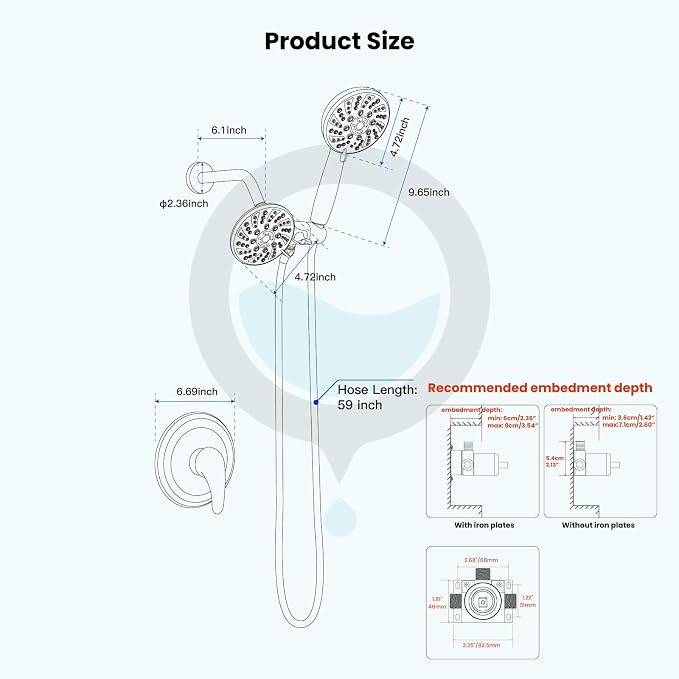 gotonovo Dual 2 in 1 Shower Head Kit High Pressure Combo System Shower Faucet 6 - Image 7