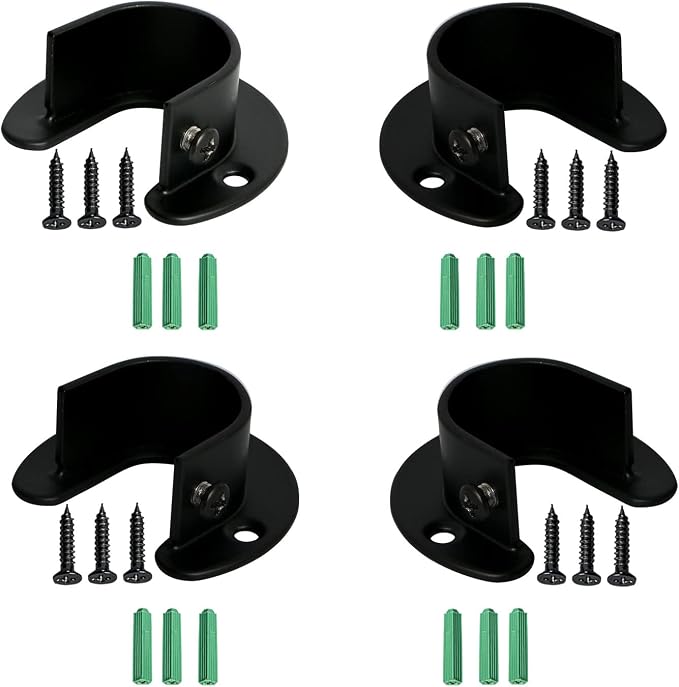 4Pcs Opening Diameter 32 mm, Stainless Steel Matte Black Flange Rod Bracket by Ohamtes