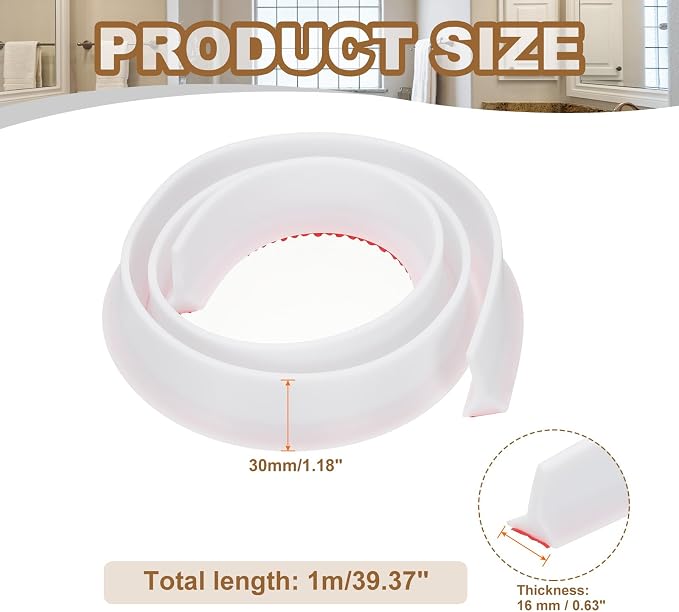 PATIKIL 39 Inch Collapsible Shower Threshold Water Dam Guard, Shower Stopper - Image 2