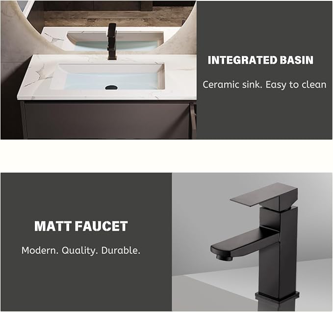 56IN Bathroom Vanity with Sink, Floating Modern Bathroom Vanity Include LED - Image 6
