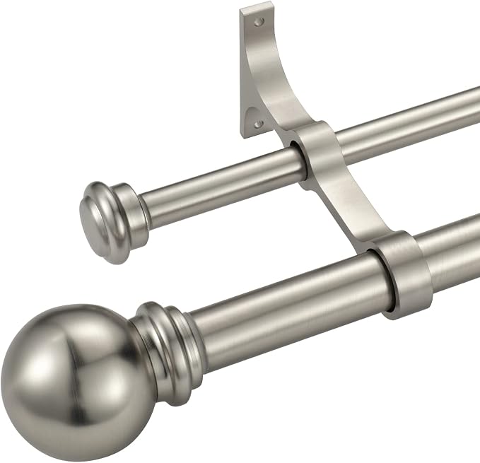 Double Curtain Rod 48 to 84 inch, Adjustable 1 inch Double Drapery Rod Rods - Image 7