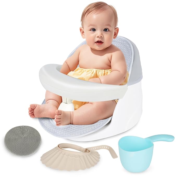 Swivel Baby Bath Seat, Openable Armrest and 360° Rotatable Baby Bath Seat by Unknown