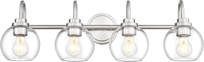Bathroom Light Fixtures, 4-Light Brushed Nickel Vanity Lights Over Mirror by Audickic