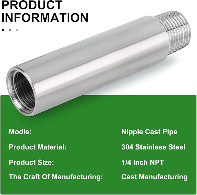 TAISHER 2PCS Stainless Steel Pipe Fittings, 1/4" NPT Male x 1/4" NPT Female - Image 5