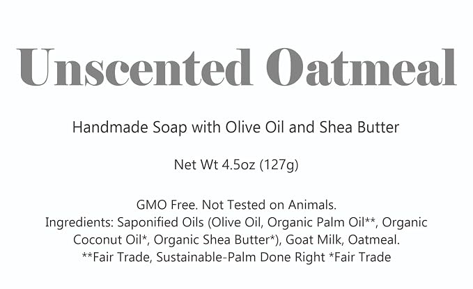 3 Pk Unscented Oatmeal Goat Milk Organic Soap Bars, Handmade in USA, Natural & - Image 2