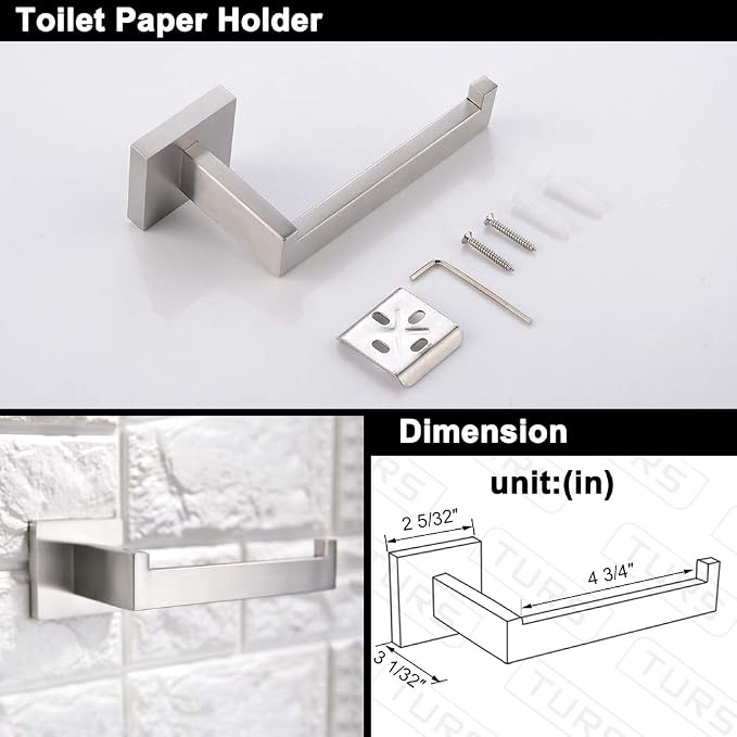 TURS 4 Pieces Bathroom Hardware Accessories Set Brushed Towel Holder Set - Image 3