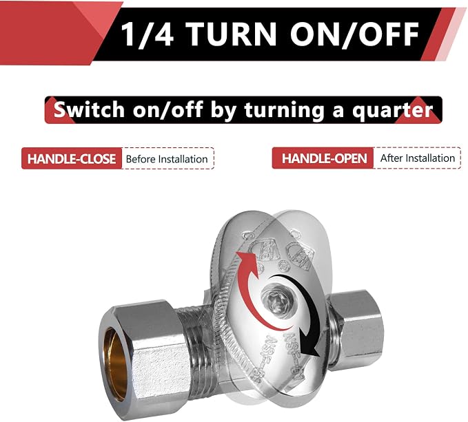 2-Pack EFIELD Straight Stop Valve 1/2" Nominal Compression x 3/8" OD - Image 3