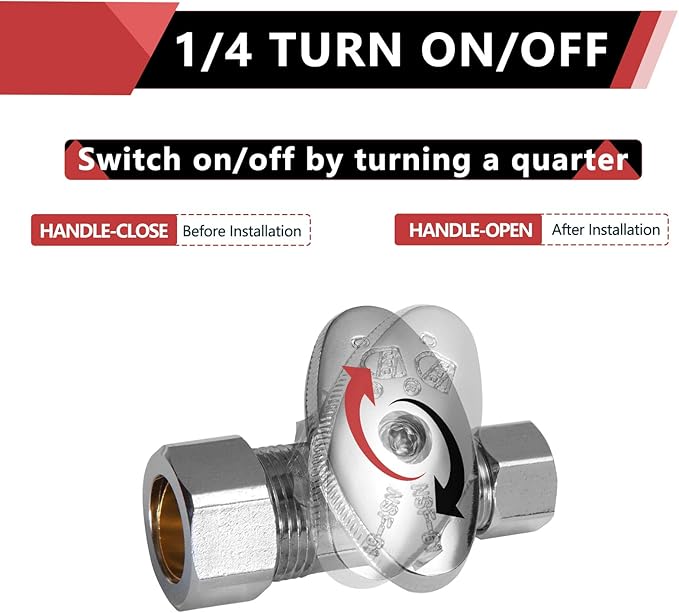 10-Pack EFIELD Straight Stop Valve 1/2" Nominal Compression x 3/8" OD, Chrome - Image 3
