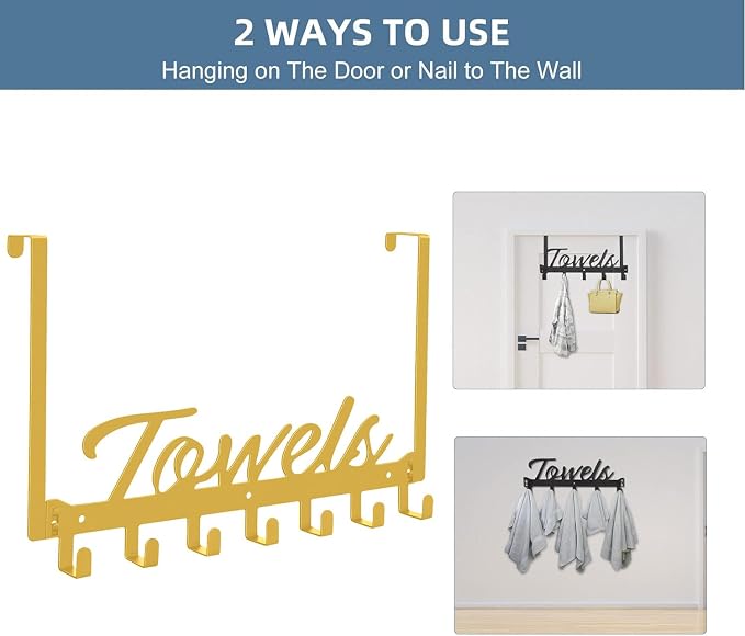 Over The Door Hooks, Heavy Duty Wall Mount Towel Hanger - Image 4