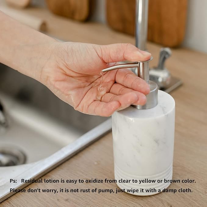 Marble Soap Dispenser with Stainless Steel Pump - Image 4