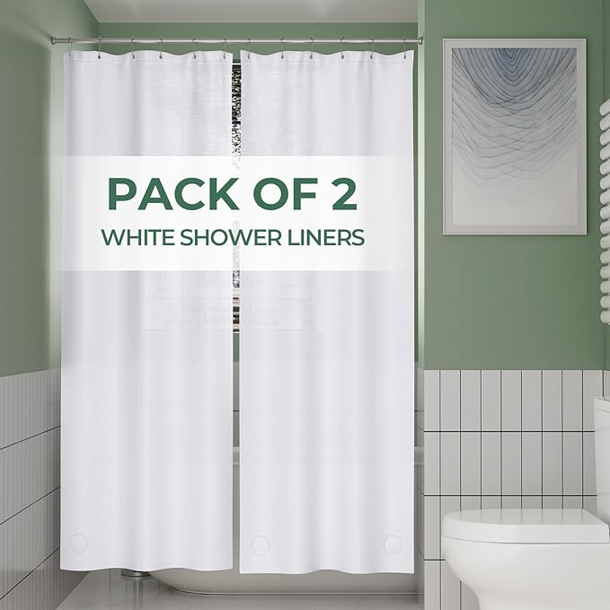 AmazerBath Stall Shower Curtain Liner 2 Pack, 36 x 72 Inches PEVA Plastic by AmazerBath