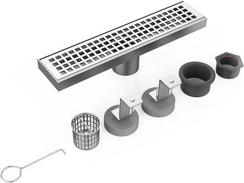 12 Inch Rectangular Shower Floor Drain, Brushed Nickel High Flow Shower Drain by Homfan