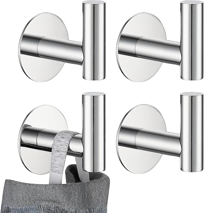 JQK Self Adhesive Towel Hook Chrome, No Drill Stick on Coat Robe Clothes Wall by Homeimprovement
