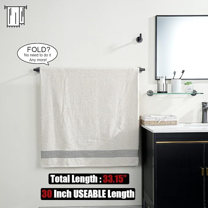 JQK Oil Rubbed Bronze Towel Bar, 33 Inch 304 Stainless Steel Thicken 0.8mm - Image 3