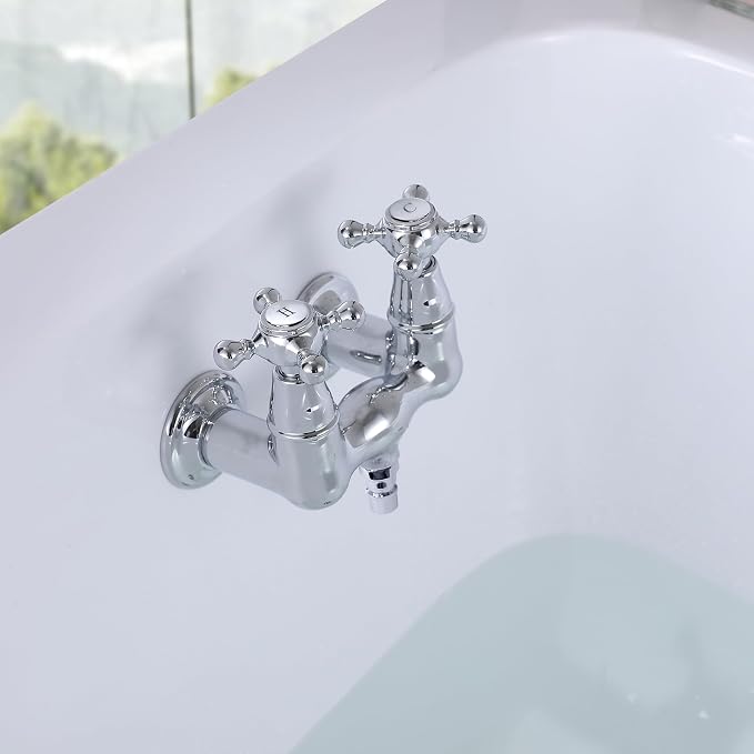SUMERAIN Wall Mount Tub Faucet Vintage Leg Tub Filler 3-3/8 Inch Center High - Image 4
