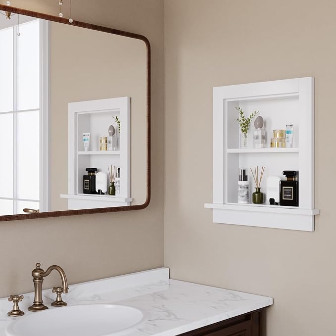 Wood Recessed Wall Niche, Wooden Medicine Cabinet - Image 4