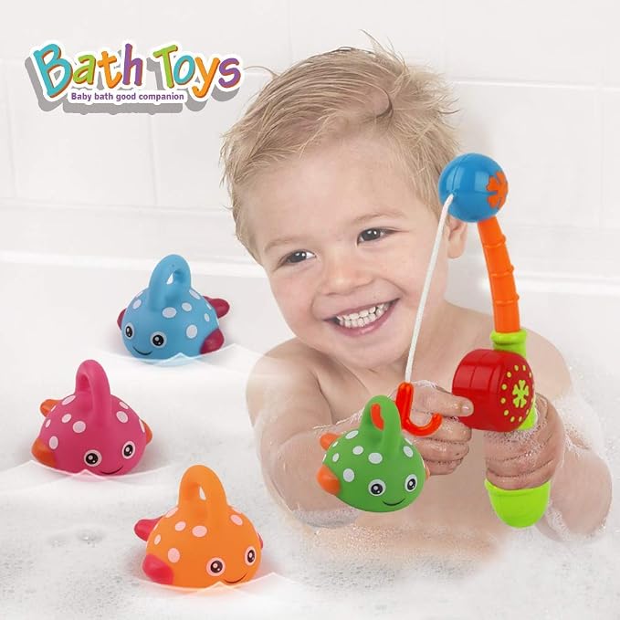 Dwi Dowellin Bath Toys Fishing Games Swimming Whales Bath Time Bathtub Toy - Image 4
