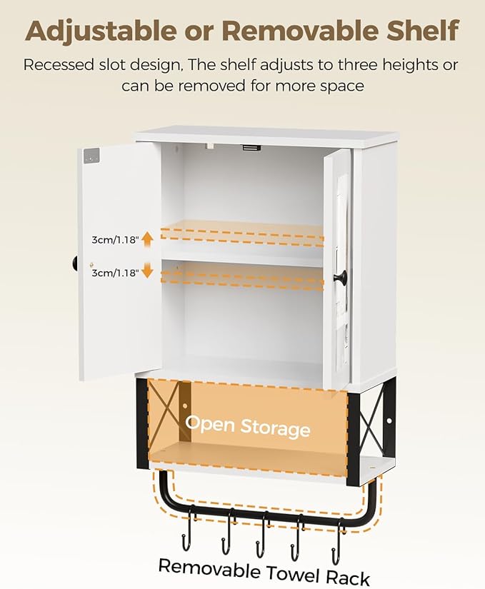 BEWISHOME Medicine Cabinet, Bathroom Wall Cabinet - Image 7